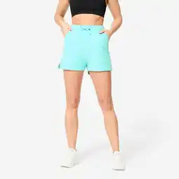 Decathlon Fitnessshort met zak voor dames aquamarijn aanbieding
