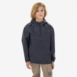 Decathlon Wandelregenjas voor kinderen MH100 halve rits zwart 7-15 jaar aanbieding