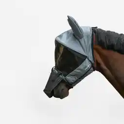 Decathlon Vliegenmasker met boog voor paard en pony asfaltgrijs aanbieding