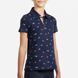 Decathlon Poloshirt met korte mouwen voor paardrijden kinderen 140 marineblauw aanbieding