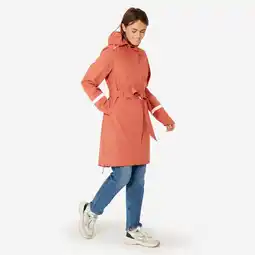 Decathlon Dames regenjas met capuchon voor op de fiets terracotta aanbieding