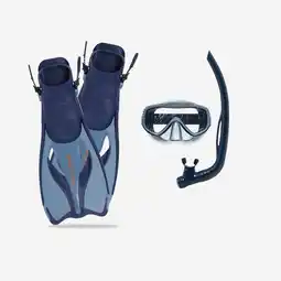 Decathlon Snorkelset vinnen duikbril snorkel Atoll PMT blauw aanbieding
