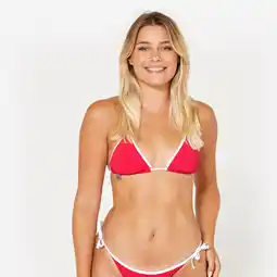 Decathlon Bikinitop voor surfen dames triangel badstof Mae roze aanbieding