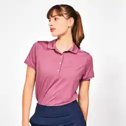 Decathlon Golfpolo met korte mouwen voor dames WW500 donkerroze aanbieding