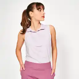Decathlon Mouwloze golfpolo voor dames WW500 pastelroze aanbieding