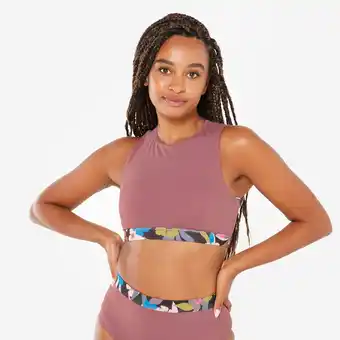 Decathlon Bikinitop voor surfen dames high-neck Carla paars roze aanbieding