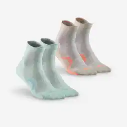 Decathlon Hoge wandelsokken voor kinderen Crossocks mintgroen beige 2 paar aanbieding