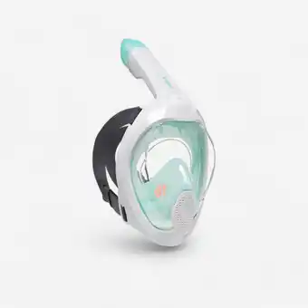 Decathlon Snorkelmasker Easybreath+ met geluidsventiel vanaf 10 jaar lagunegroen aanbieding