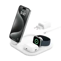 Krëfel BoostCharge Pro 3-in-1 magnetisch laadstation met Qi2 (15 W) - Wit aanbieding