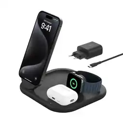 Krëfel BoostCharge Pro 3-in-1 magnetisch laadstation met Qi2 (15 W) - Zwart aanbieding