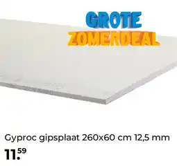 GAMMA Gyproc gipsplaat 260x60 cm 12,5 mm aanbieding