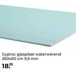 GAMMA Gyproc gipsplaat waterwerend 260x60 cm 9,5 mm aanbieding
