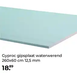 GAMMA Gyproc gipsplaat waterwerend 260x60 cm 12,5 mm aanbieding