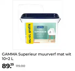 GAMMA GAMMA Superieur muurverf mat wit 10+2 L aanbieding