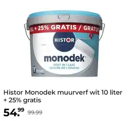 GAMMA Histor Monodek muurverf wit 10 liter + 25% gratis aanbieding