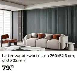GAMMA Lattenwand zwart eiken 260x52,6 cm, dikte 22 mm aanbieding