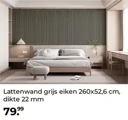 GAMMA Lattenwand grijs eiken 260x52,6 cm, dikte 22 mm aanbieding