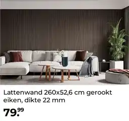 GAMMA Lattenwand 260x52,6 cm gerookt eiken, dikte 22 mm aanbieding