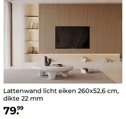 GAMMA Lattenwand licht eiken 260x52,6 cm, dikte 22 mm aanbieding