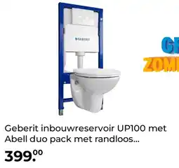 GAMMA Geberit inbouwreservoir UP100 met Abell duo pack met randloos hangend toilet aanbieding
