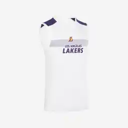 Decathlon Mouwloos basketbalondershirt voor volwassenen NBA Los Angeles Lakers UT500 wit aanbieding