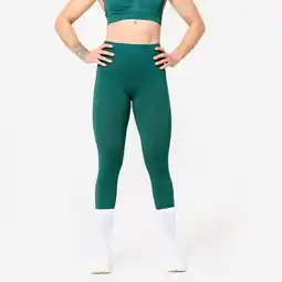 Decathlon Push-up legging met hoge taille voor fitness dames donkergroen aanbieding