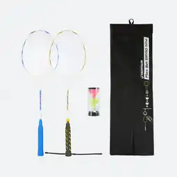 Decathlon Glow-in-the-dark badmintonset voor volwassenen Flex Set BR190 nachtblauw/geel aanbieding
