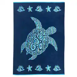 Decathlon XL-strandlaken van velours jacquard blauw 140x180 400g/m² - Calypso aanbieding