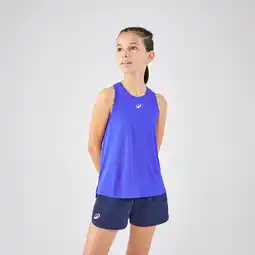 Decathlon Tennistop met ronde hals voor meisjes DRY elektrisch blauw aanbieding