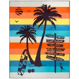 Decathlon XL-strandlaken van velours jacquard meerkleurig 140x180 400g/m² - Coconut Beach aanbieding