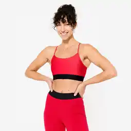 Decathlon Sportbeha met dunne gekruiste bandjes lichte ondersteuning rood aanbieding