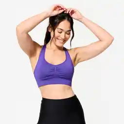 Decathlon Sportbeha met gekruiste bandjes lichte ondersteuning paars aanbieding
