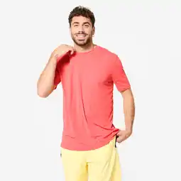 Decathlon Ademend fitness T-shirt voor heren ronde hals roze aanbieding