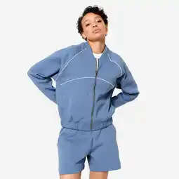 Decathlon Bombervest voor dames blauw met witte biesjes aanbieding