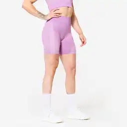 Decathlon Naadloze fitness short met hoge taille roze aanbieding