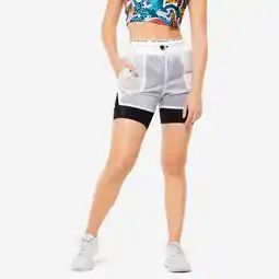 Decathlon 2-in-1 short voor cardiofitness dames wit aanbieding