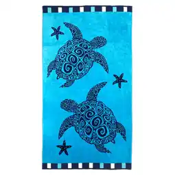 Decathlon Strandlaken Badstof Velours Jacquard Blauw 100x175 470g/m² - Bellia aanbieding