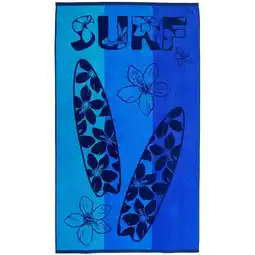 Decathlon Strandlaken Badstof Velours Jacquard Blauw 95x175 440g/m² - Pyrgos aanbieding