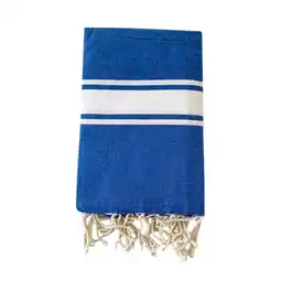 Decathlon Traditionele platte hammamhanddoek Blauw 100x200 190g/m² - Kozo Royal aanbieding
