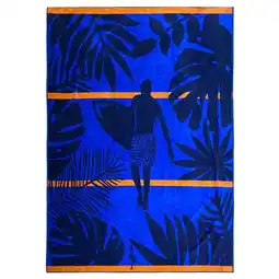 Decathlon XL-strandlaken van velours jacquard blauw 140x180 400g/m² - Sunday aanbieding