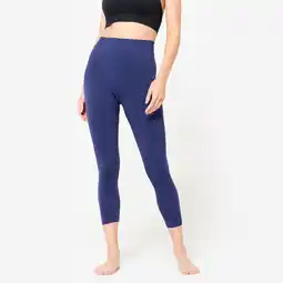 Decathlon Yoga legging met hoge taille voor dames 7/8-lengte nachtblauw aanbieding