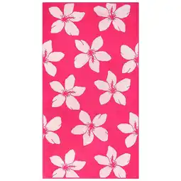 Decathlon Strandlaken Badstof Velours Jacquard Roze 90x170 400g/m² - Flora aanbieding