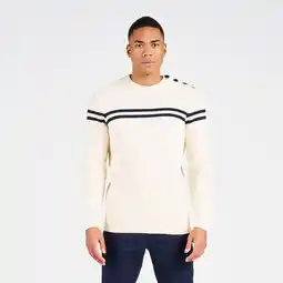 Decathlon Schipperstrui voor heren 100 beige met marineblauwe streep aanbieding