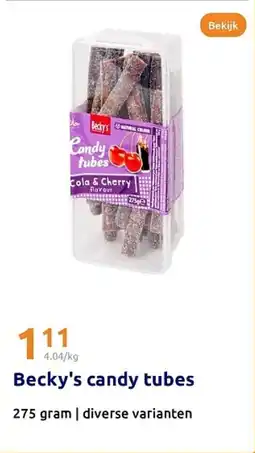Action Becky's candy tubes aanbieding