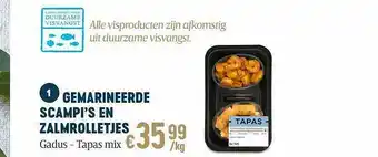 Delhaize Gemarineerde Scampi's En Zalmrolletjes aanbieding