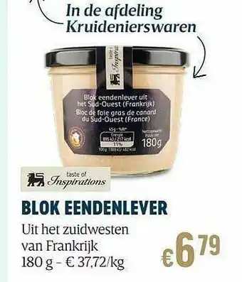 Delhaize Taste Of Inspirations Blok Eendenlever aanbieding