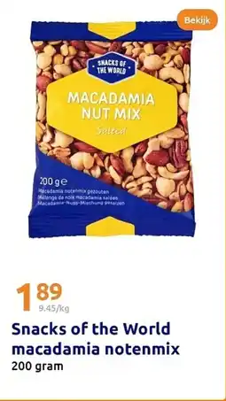 Action Snacks of the World macadamia notenmix aanbieding