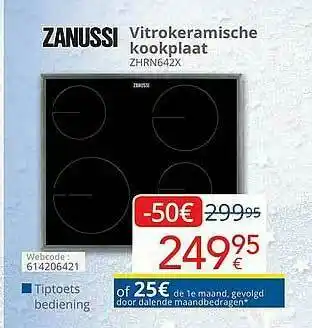 Eldi Zanussi Vitrokermische Kookplaat aanbieding