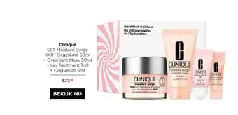ICI PARIS XL Clinique Set Moisture Surge 100h Dagcrème 50ml + Overnight Mask 30ml + Lip Treatment 7ml + Oogserum 5ml aanbieding