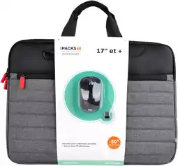 Krëfel 17'' Classic grijs/rode tas + draadloze muis aanbieding